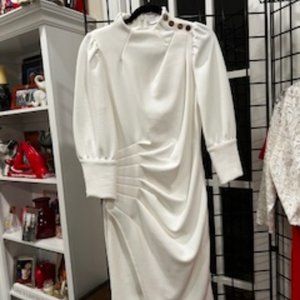 New York & Company White Dress with Gold Buttons EUC Size Medium